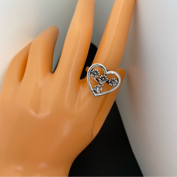 Solid 925 Sterling Silver Heart Ring from Mexico/ Anillo Plata Ley 925 Mexicana - Picture 2 of 8